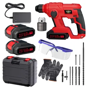 YUNXI new heavy duty rotary hammer drill, multi-mode heavy duty rotary hammer drill, powered by lithium ion batteries and fast chargers for concrete, brick, wood and metal.  construction tools, metal drilling, portable drill 3-in-1 electric impact wrench