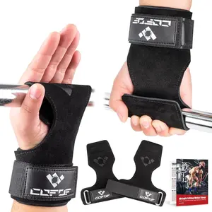 COFOF Elite Weight Lifting Wrist Straps – Double-Layer Leather Support for Deadlifts & Powerlifting, Adjustable Neoprene-Padded Gym Straps with Hooks for Men & Women (Pair)