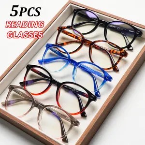 5 Pack Tortoiseshell Reading Glasses Blue Light Blocking Readers Oprah Anti Glare Reading Glasses for Women Men Spring Hinge Trending Lightweight new year glasses