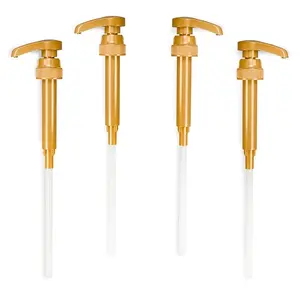 4Pcs Gold Coffee Syrup Pumps for Coffee Bar, Iced Coffee Creamer Pump for Syrup Bottles, Flavoring Syrup Dispenser for Skinny Syrup Bottles Kitchen Utensils