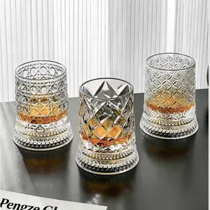 360° Rotating Whiskey Glass, Carved Crystal Wine Cup, Stress Relief Drinkware, Ideal Gift for Friends and Family
