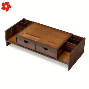 New Monitor Stand Riser Bamboo Computer Desk Organizer Office storage and desktop accessories