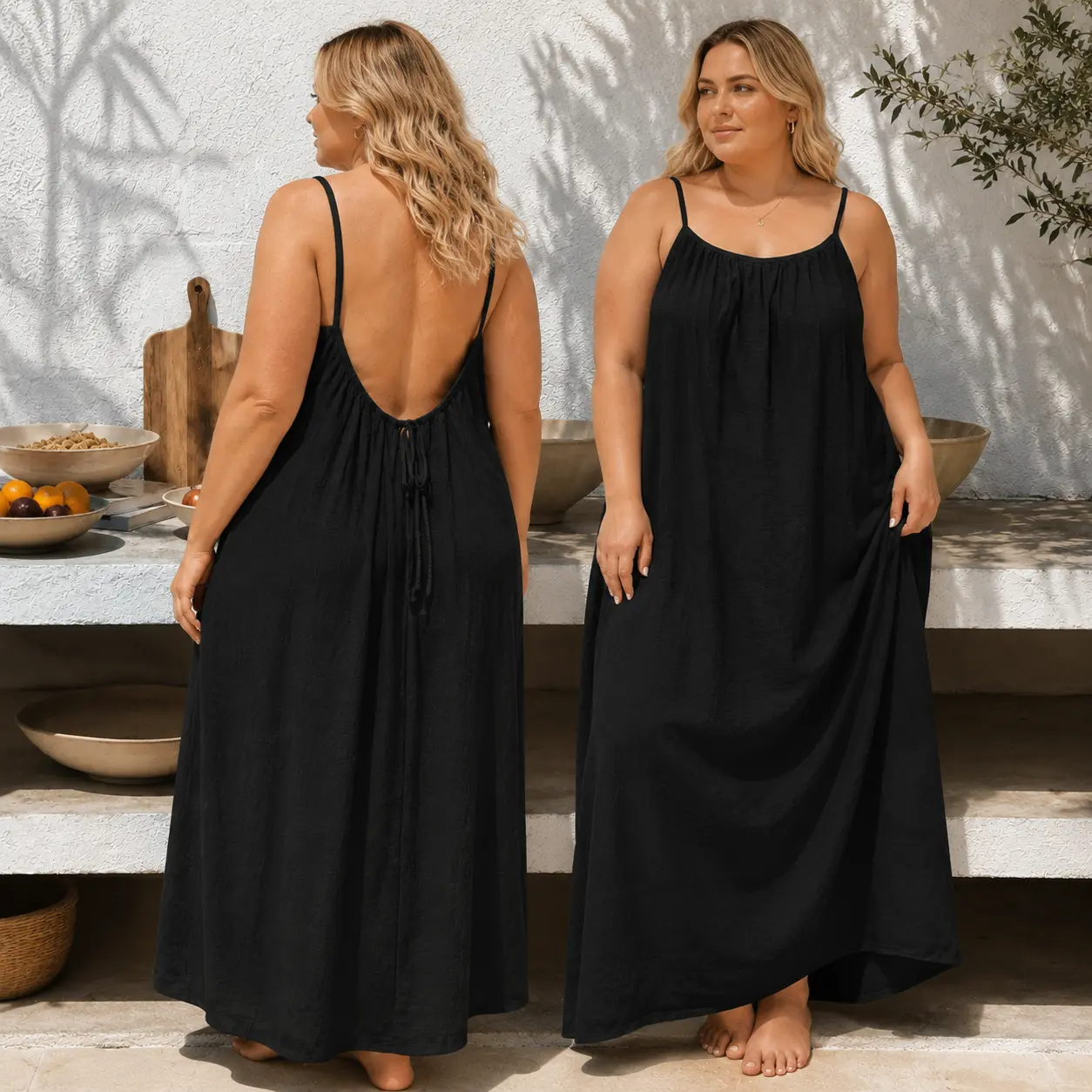 Women's New Backless Cami Dress - Solid Casual Style Lady Piece with Elegance, Comfortable Loose-Fit Loungewear, Sexy Sleepwear, Multiple Colors & Sizes for All Body Types (Sports & Outdoor Dress), Multi-Size