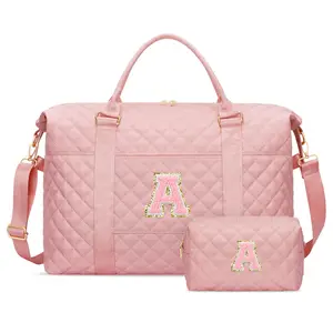 CLOUDWINGS Gifts for Teen Girl, Initial Travel Duffle Bag, Personalized Women Weekender Overnight Bags, Gift for Daughter Kid Girl Wife Friend（Pink,A)