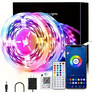 Multi-purpose LED strip light (5m-30m optional): supports intelligent APP control and music synchronization, can switch RGB colors, and comes with a remote control, making it perfect for decorating bedrooms, creating parties, or festive atmospheres