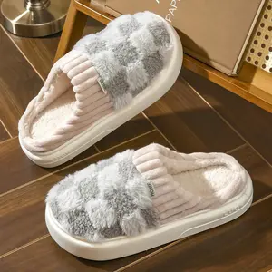 casual non-slip slipper Cotton slippers for women, Stylish Thick Sole Non-Slip Winter Shoes for Family, monthly slippers for indoor home Girl Footwear outdoorfun