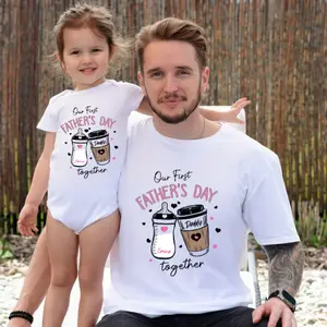 2026 First Father Day Daddy Baby Matching Shirts, 1st Fathers Day Dad Girl Boy Baby Outfit, New Father Baby Shirts, Fathers Day Custom Shirt Flash Sale T-Shirt Trio soft  tees Men's Oversized Athletic Tshirt