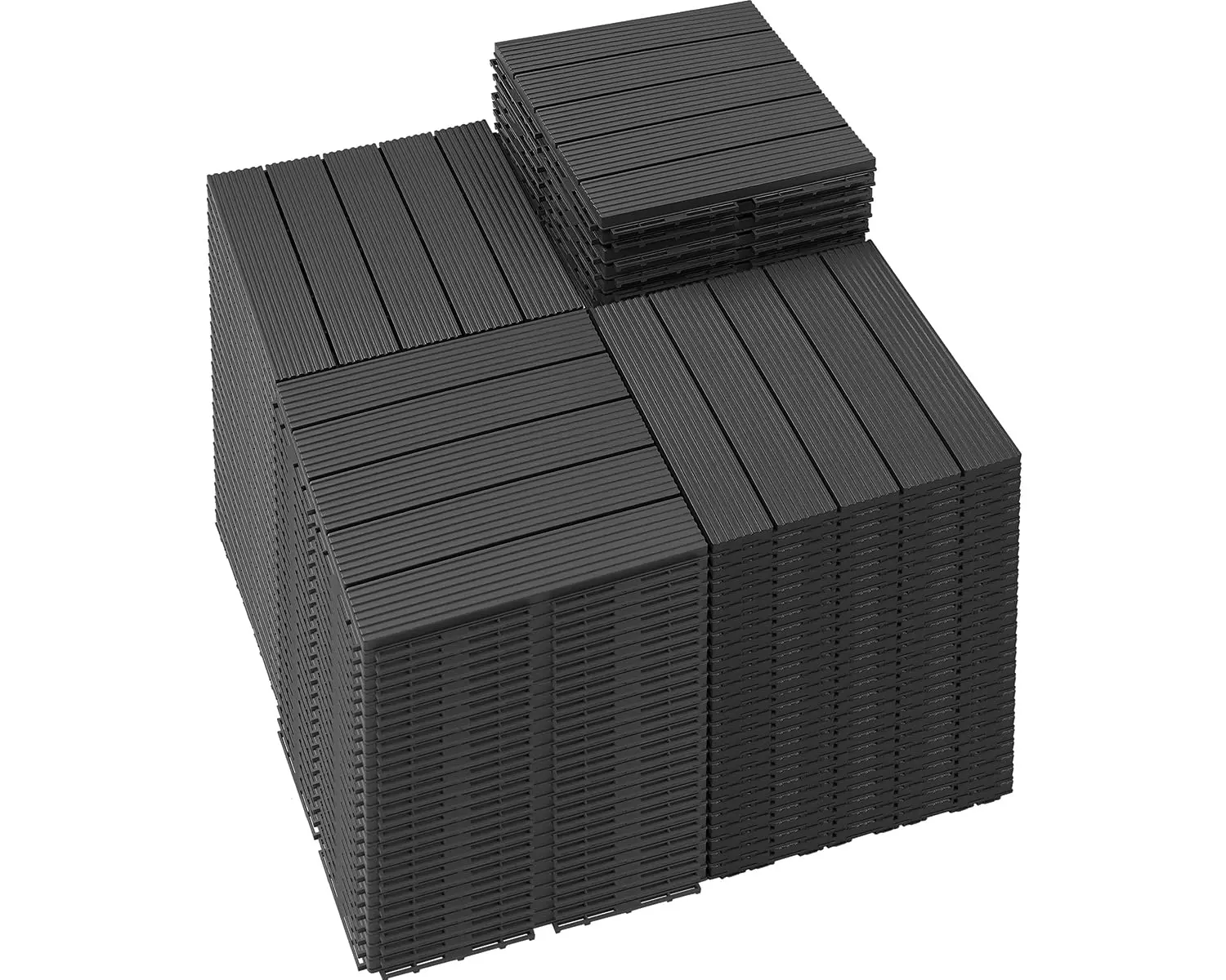 44 pieces of plastic interlocking patio tiles - 12 inches × 12 inches, slip-resistant and waterproof outdoor floor decoration, suitable for balconies, backyards, gardens and pool sides, suitable for all-day use, dark gray