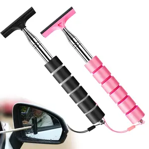 2PCS Extendable Rearview Mirror Wiper – Pink & Black – Clear Rain Instantly, No More Blind Spots