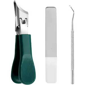 Wide Jaw Opening Anti-Splash Slanted Nail Clipper, Slanted Nail Clippers for Ingrown Toenails, Splashproof 25° Beveled Edge Nail Clippers 3-Piece Set