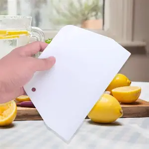 3-Piece Trapezoidal Plastic Scraper Set - Durable Non-Stick Kitchen Tool for Pizza Dough Pastry Cake White