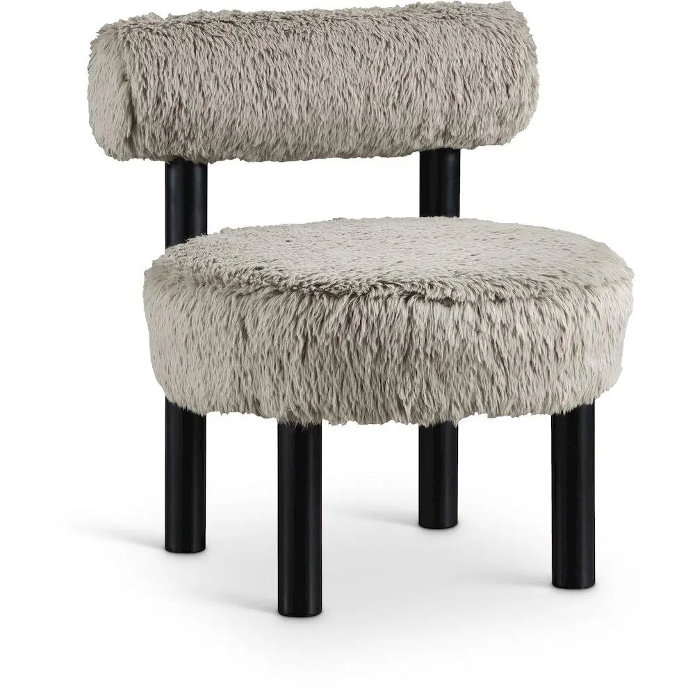 Ambre Taupe Vegan Shearling Fabric Upholstered Single-Person Accent Chair