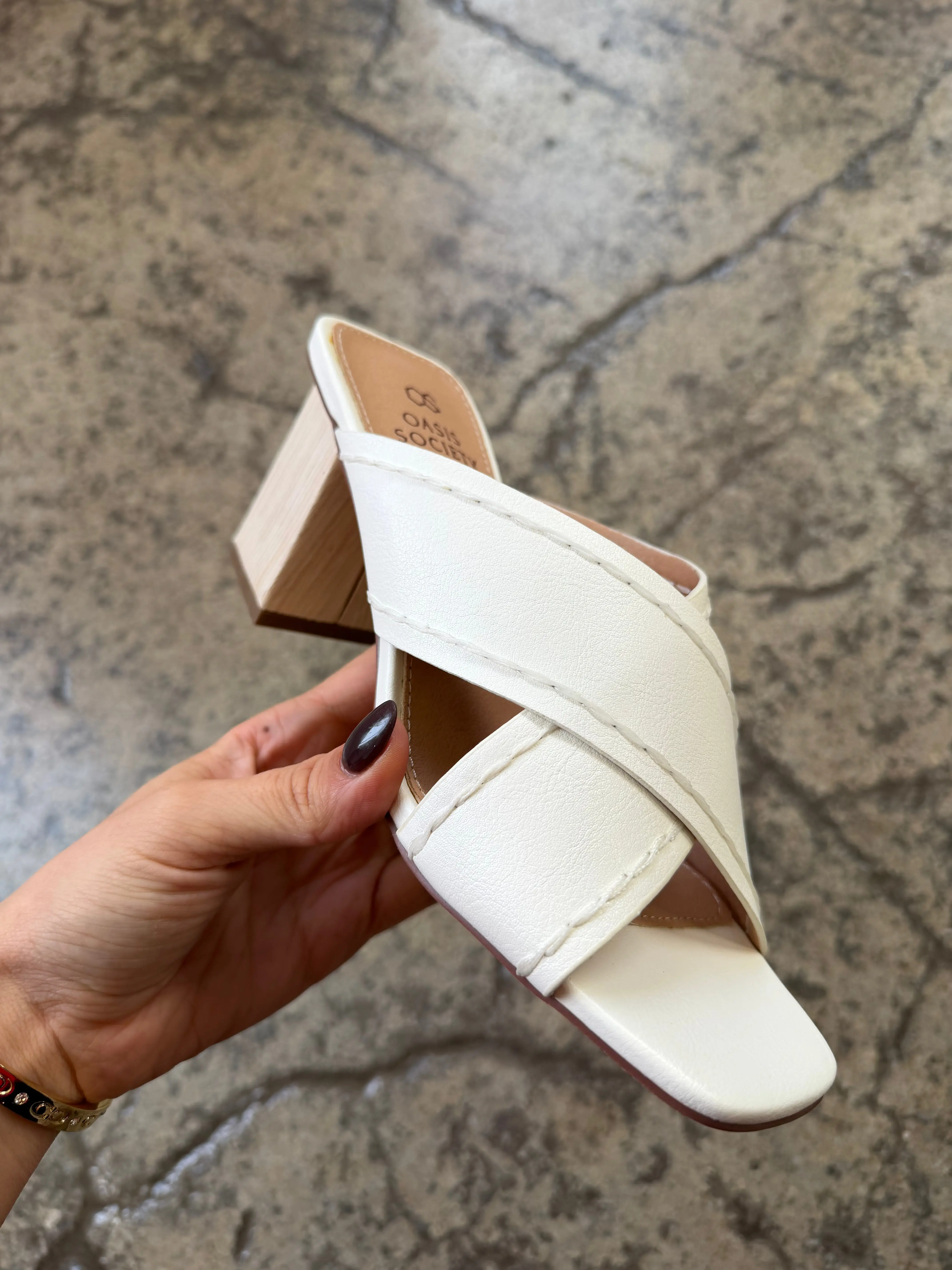 Jade Cross Strap Wooden Heel Jade Cross Strap Wooden Heel