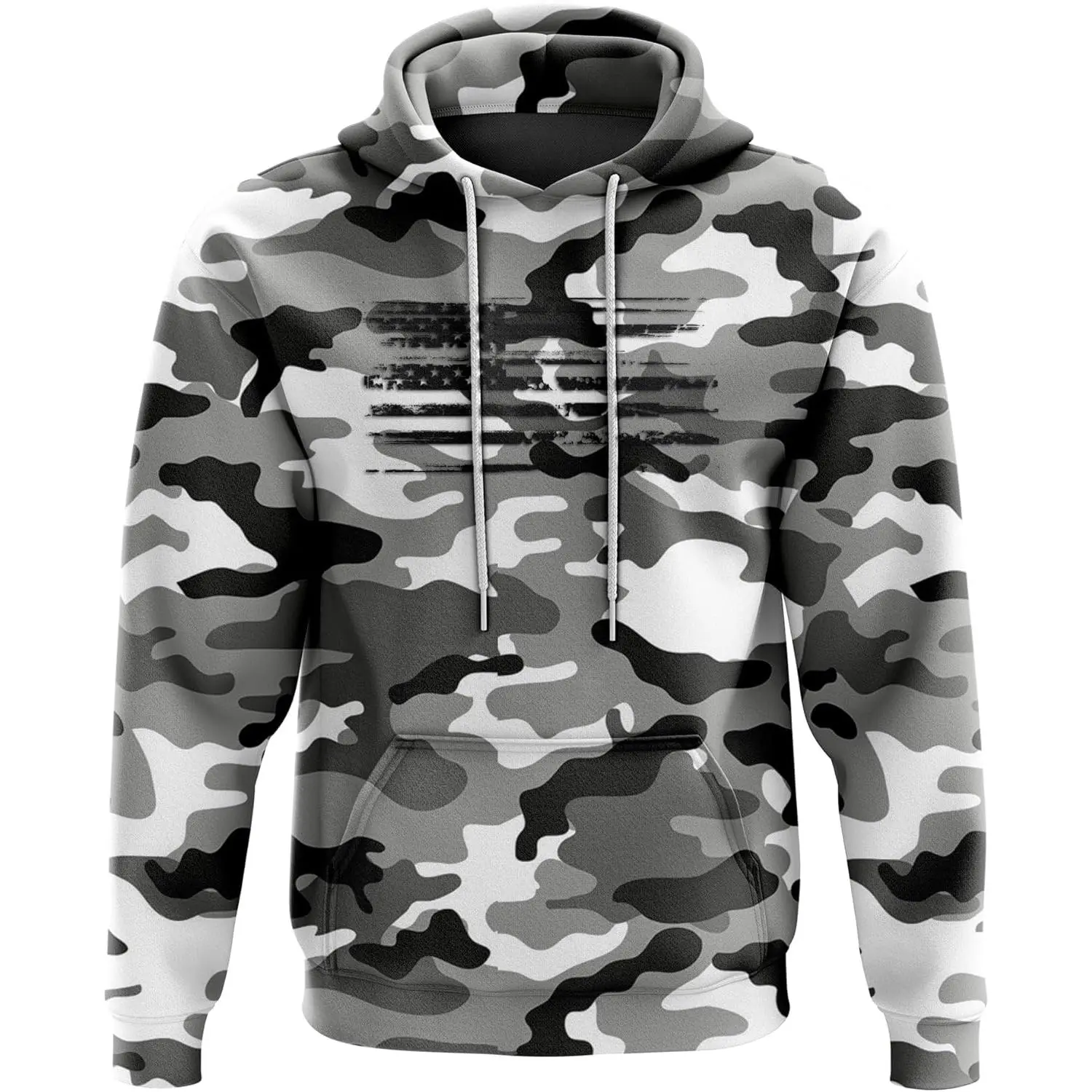 Tactical Pro Supply Men's & Women's Patriotic Camo Flag Heavyweight Hoodie Tops - Athletic, Comfortable Fabric Sweatshirts, Camo Style