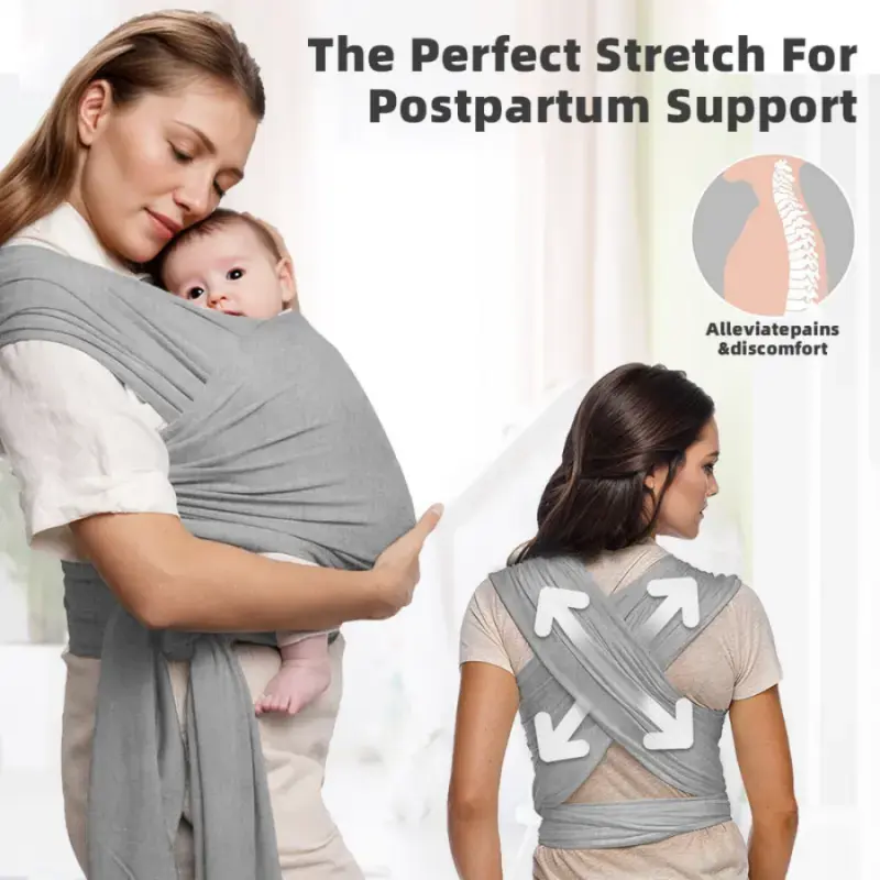 Ergonomic Newborn & Infant Wrap Carrier in Solid Color, Soft Breathable Adjustable Fabric for Hands-Free Travel, Newborn Wrap Carrier, Cozy Wrap Carrier