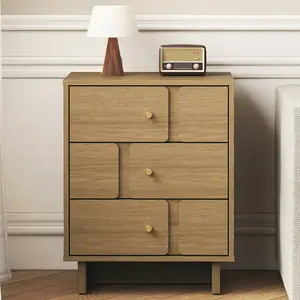 RoyalCraft 3-Drawer Nightstand: Wood Bedside Table with 110LBS Load Capacity, Storage Cabinet for Bedroom, Living Room, Study, Natural Oak Finish