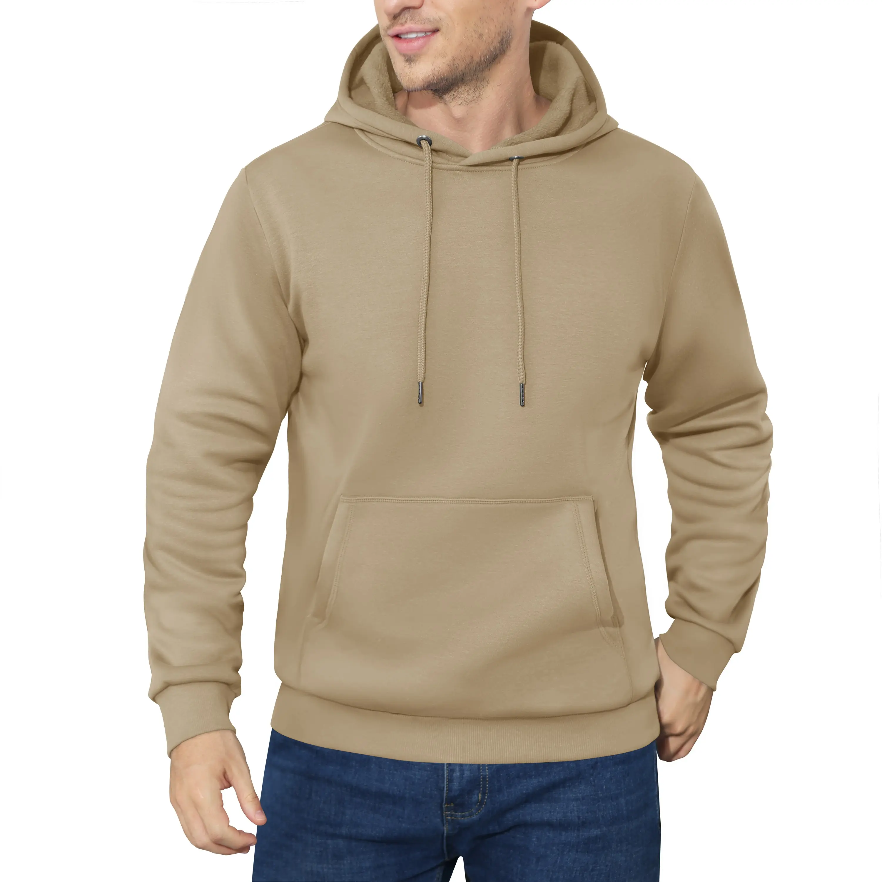MAGCOMSEN Men's Fleece Lined Hoodie, Soft Athletic Pullover Sweatshirt with Pocket, Casual Top with Ribbed Hem for Gym Workouts