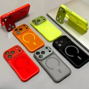 Magnetic Phone Case for iPhone 17/16/15/14/13/12 Pro Max with Stand Full Lens Protection Silicone Cover for 17 Pro Handheld Shooting