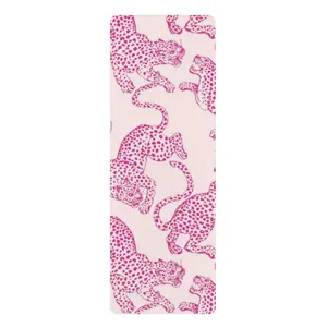 Yoga Mat with Pink and Creme Tiger Pattern
