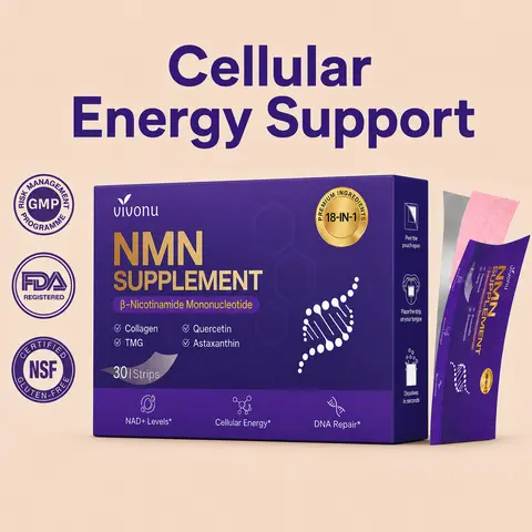 VivoNu NMN Oral Dissolving Strips, NAD+ Supplement with Resveratrol, TMG, Quercetin, CoQ10, PQQ & Astaxanthin, Supports Cellular Energy, Healthy Aging, Antioxidant Support & Daily Wellness, 18-in-1 Formula