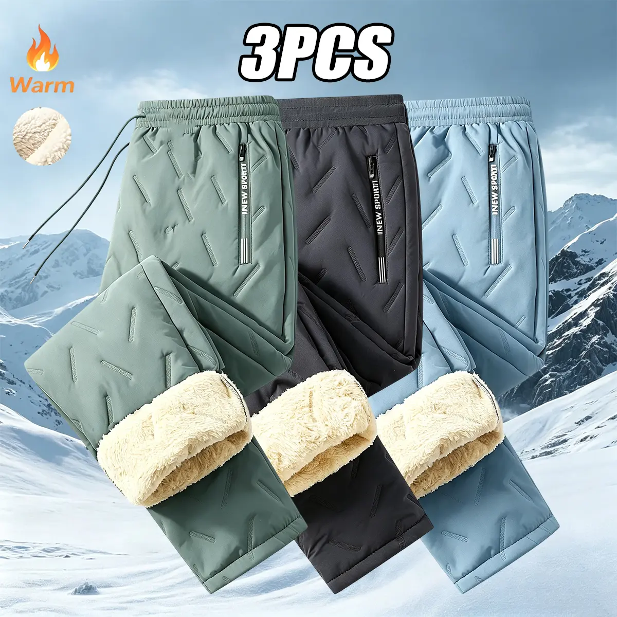 3-Pack Men’s Autumn/Winter Drawstring Sport Casual Jogger Pants with Pockets and Drawstring – Warm, Comfortable, Multifunctional, suitable for fitness, leisure, and outdoor activities, jogger pants