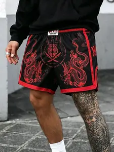 Unisex High-End Dragon Muay Thai Shorts, Elastic Waistband, Side Slits, Ideal for Mma, Boxing, Training, Martial Arts Shorts, Durable Fighting Shorts