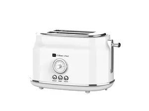 Culinary Chef 2 Slice Toaster, Retro Style, Wide Slot for Bread, English Muffins, Croissants, and Bagels, 5 Adjustable Toast Settings, Cancel and Defrost (White)