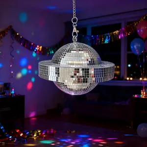 Disco Ball Rotating Glass Mirror Hanging Decoration, Reflective Laser Ball, Bar Party Decor, Suspended Disco Ball, Nightclub Ornament