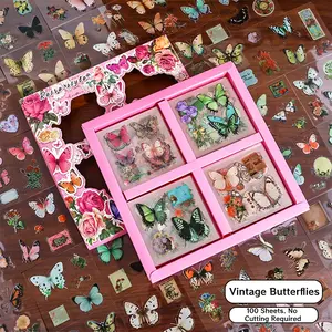 Retro Style Botanical Scrapbook Stickers - High-Quality Adhesive Floral DIY Craft Supply for Journaling, Planner Decoration - Ideal for Scrapbookers, Nature Lovers