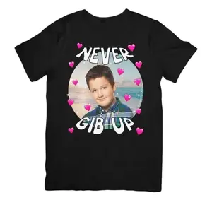 Never Gib Up - Gibby iCarly Joke Funny Gen Z Shirt Dank Meme Humor Nickelodeon Top Menswear Streetwear Shortsleeve Crewneck Tropical Casual Tshirt, Adult funny T-shirt, Gift for Woman and Man