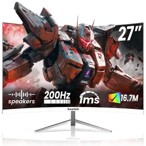 Gawfolk 27" Curved Gaming Monitor, 200Hz FHD 1920x1080 1800R Immersive VA Panel, 1ms Response Time, FreeSync, Built-in Speakers, HDMI, VESA Mountable