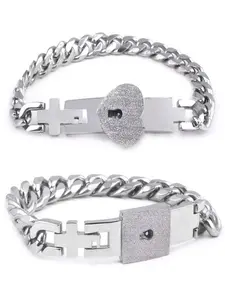 Fashion Heart Design Bracelet, Stainless Steel Jewelry for Women & Men, Trendy All-match & Exquisite Jewelry for Birthday Gift, Couple Bracelets