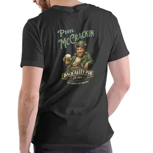 Gildan Phil McCrackin Back Alley Pub Festive St. Patrick's Day Short-Sleeve Round Neck T-Shirt - Unisex Menswear, Soft Breathable Cotton Fabric Classic Top
