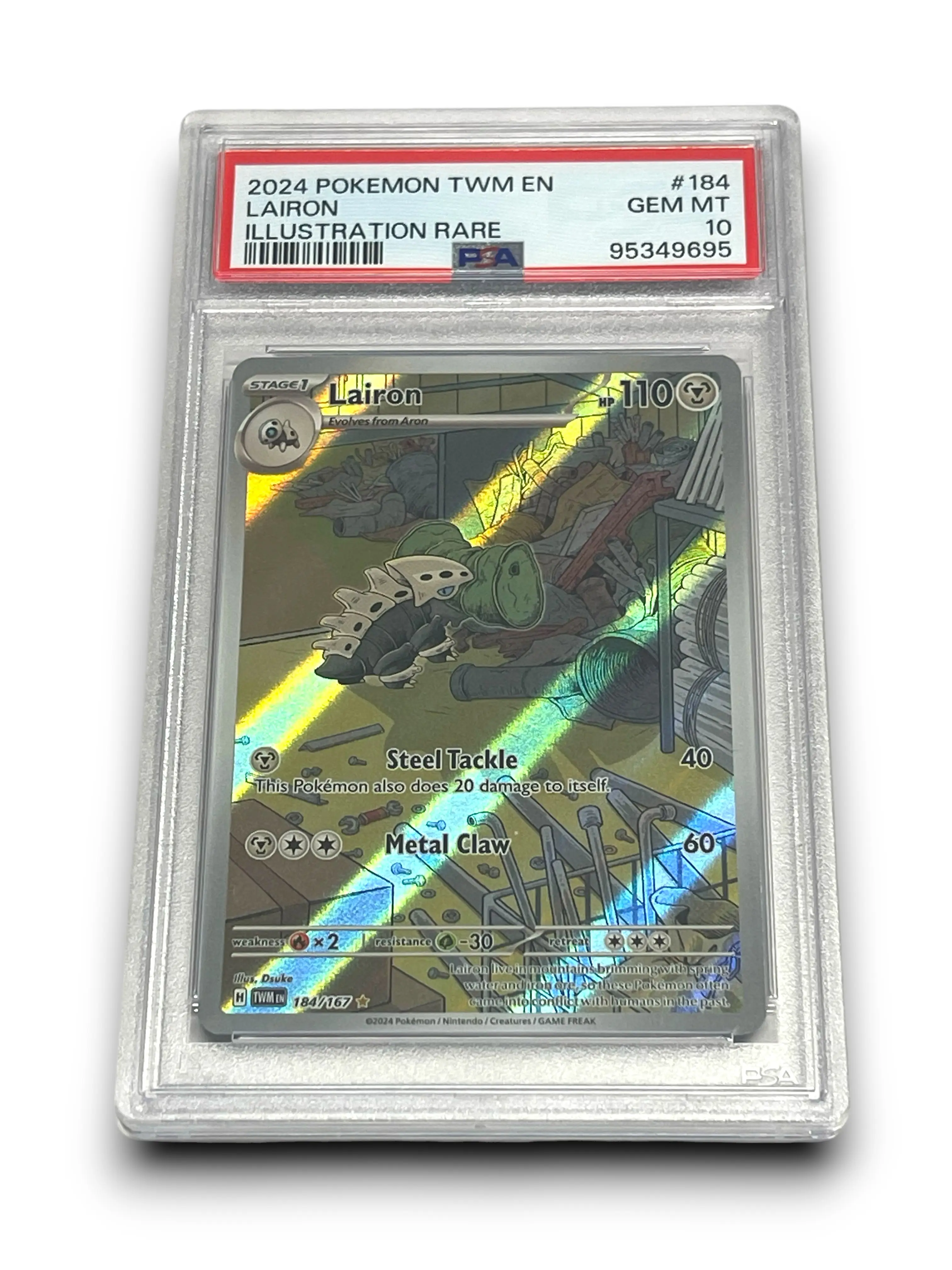 PSA 10 Lairon Illustration Rare Pokemon Twilight Masquerade (TWM) #184 English Qty 1 Graded GEM MINT
