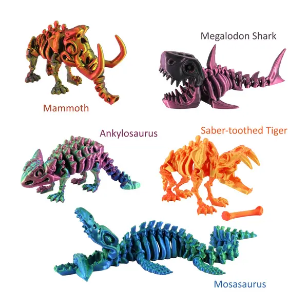 3D Printed Flexible Articulate Dinosaurs (Large) Multi Color