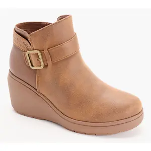 Skechers Bobs Gala Vegan Leather Wedge Zipper Boots -In High Demand