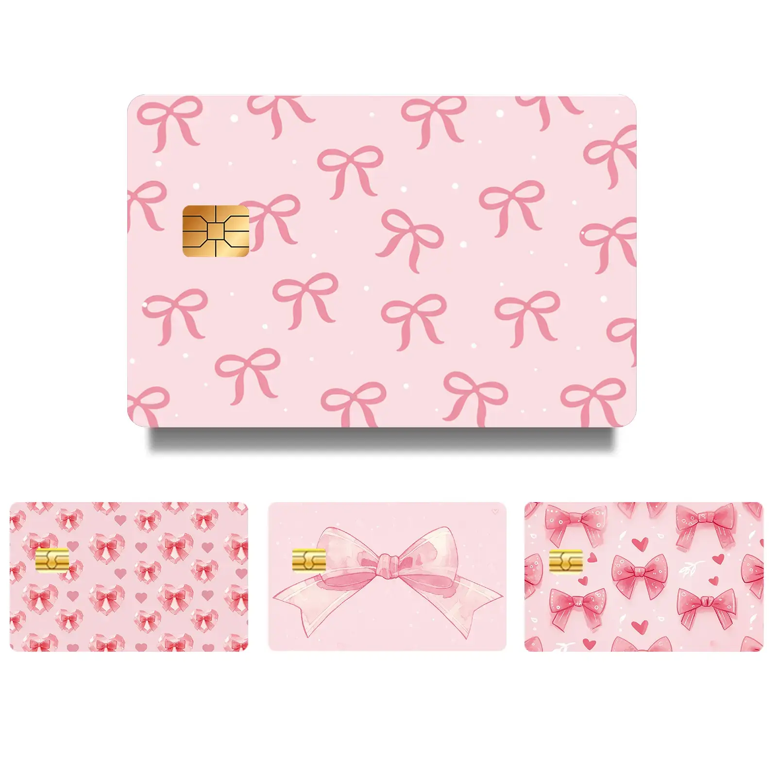Bowknot Pattern Credit Card Skin Sticker, Ultra-thin Waterproof Scratch Resistant Card Art Stickers, DIY Decal Film, Personalized Bank Card Decorative Sticker, Customized Sticker, Adhesive Vinyl Decal, Waterproof Durable Sticker