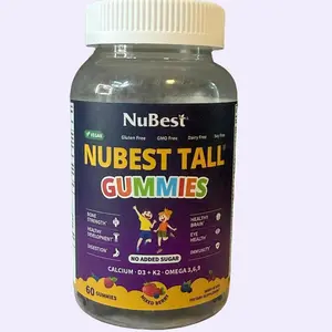 NuBest Tall Gummies - Height Growth - Vitamin, Bone Health - Dietary Supplements - 60 Vegan Gummies, Gluten Free, No Added Sugar, Calcium + D3 + K2 + Omega