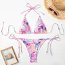 Women's All-Over Print Bikini Set, Casual Fashion Chic Swimsuit for Beach Holiday Vacation, Ladies Swimwear for All Seasons, Bikini Beachwear