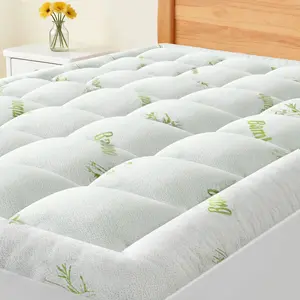 Ultra Soft & Breathable 400G Bamboo Fiber Mattress Topper, Cooling Mattress Pad for Back, Side & Stomach Sleepers