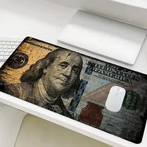 Vintage Currency Style Dollar Design Mouse Pad, Rectangle Gaming Mouse Pad, Non-Slip Rubber Base Stitched Edge Desk Pad for Home Office