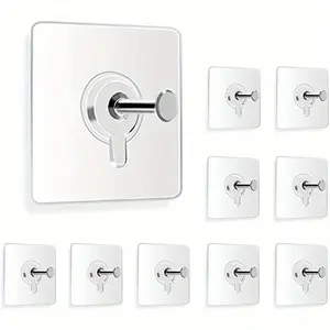 10pcs Self-Adhesive Wall Hooks, 13lb Capacity, No Nails Needed for Hanging Pictures, Towels & More - Easy Installation, Damage-Free Design, White Plastic Material, Hooks for Hanging Things Wall, Wall Mounted Hook