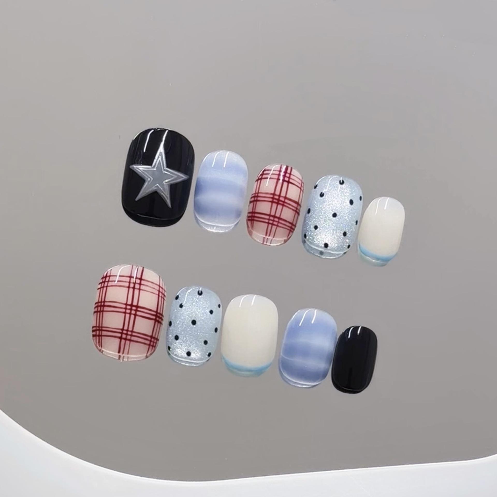 BEAUTIFUL NAILS HAVEN.Short Almond Shape Collection -10 Pcs Handmade Press-On Nails, CuteAcrylic Nails, High Quality, Reusable, Nail Art& Nail Charms