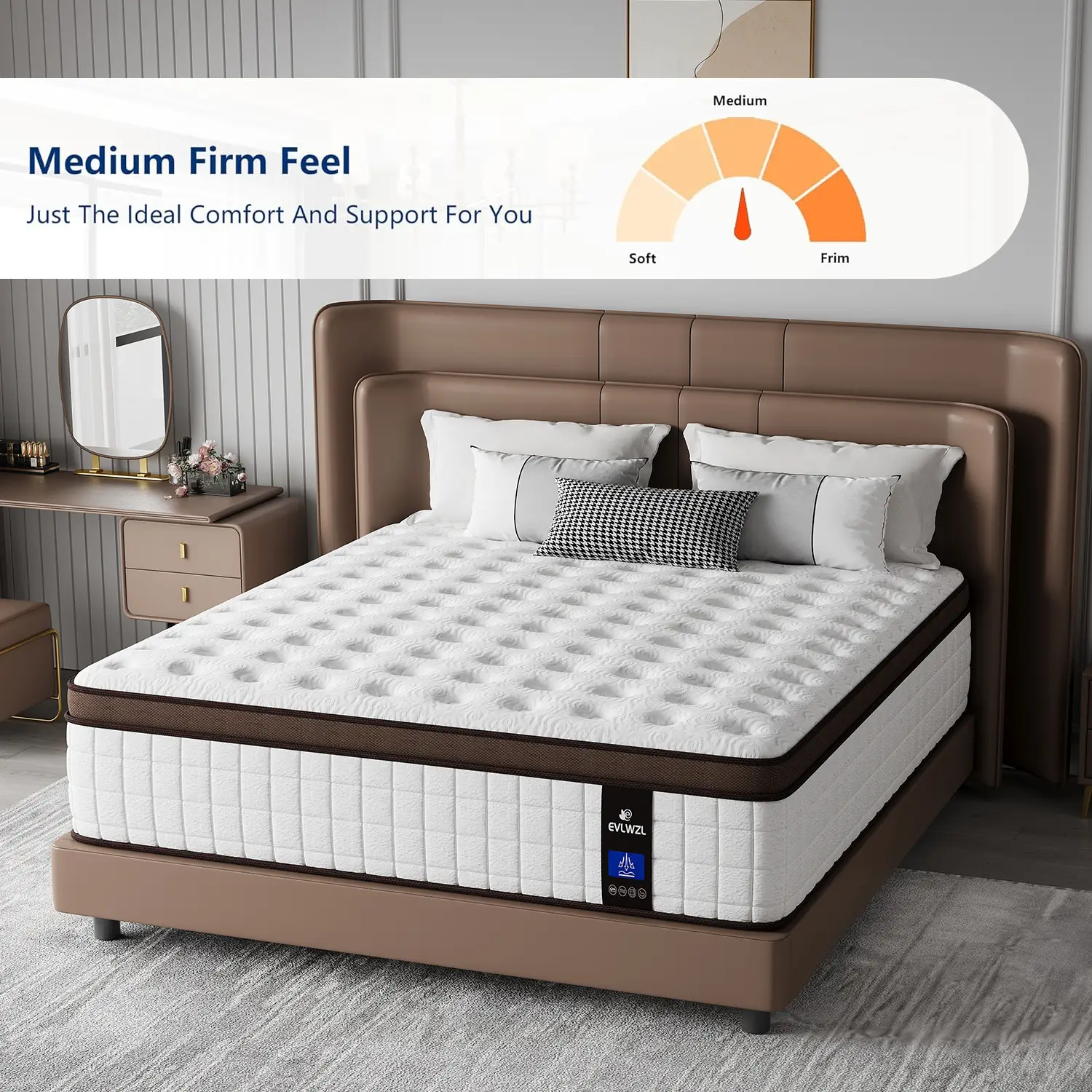 12/14 Inch Twin, Full, Queen, King Mattress Memory Foam And Spring, Hybrid MattressMedium Firmness, Lumbar Support, For Home Rooms Hotels, Boxed Hallo