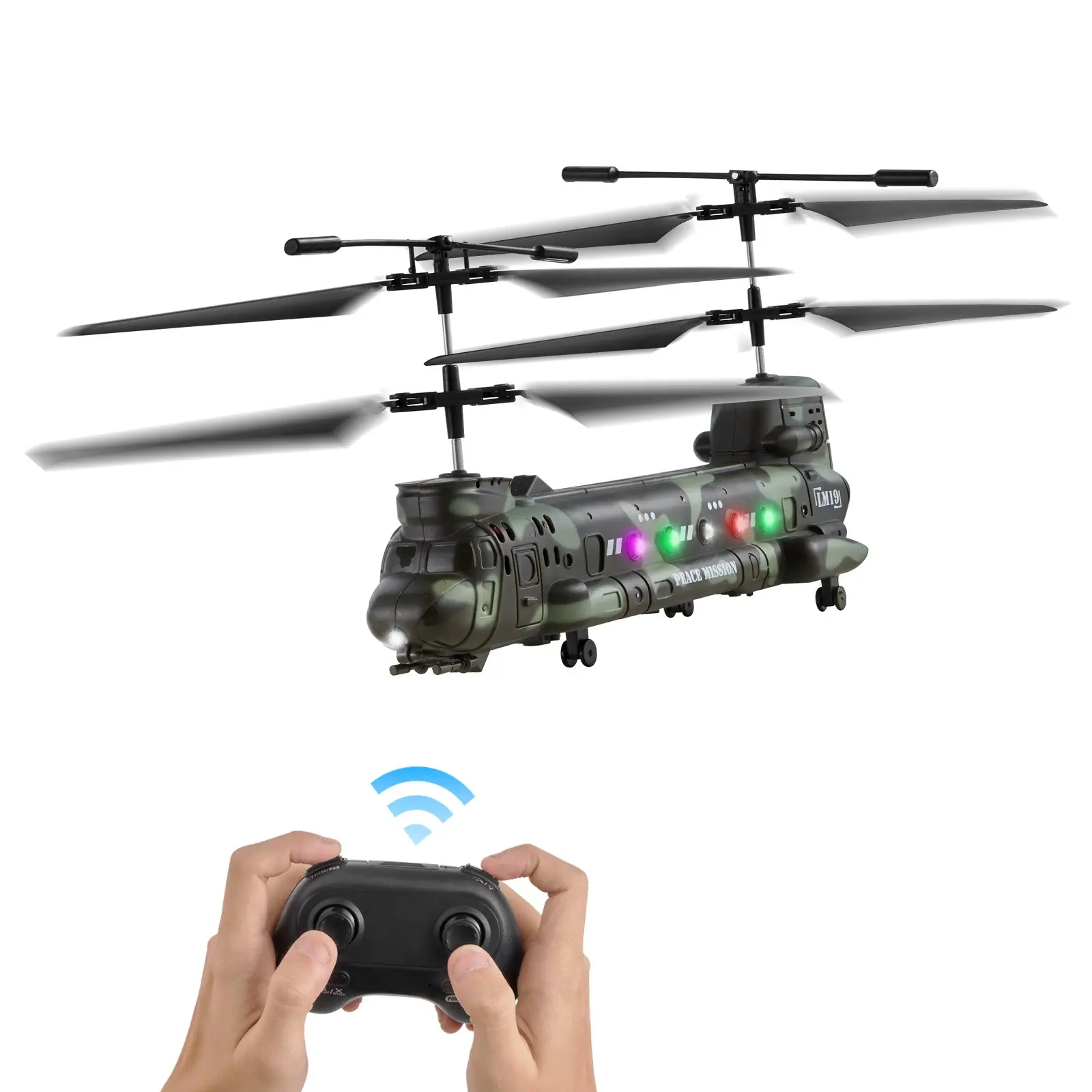 【Summerfinds】VEVOR RC Helicopter, 2.4GHz Military Remote Control Helicopter, 3.5 Channel RC Airplane for Kid, 20 Mins Flight Time, One-Key Takeoff/Landing LED Lights, Flying Plane Toys for Kids Ages 8 and up