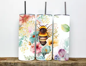 Personalized Bee Tumbler - Bee Honeycomb Sunflower Tumbler Personalized - Bee Tumbler Gifts - Honeycomb Tumbler With Straw