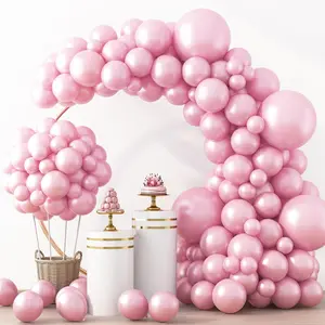 Pearl Pink Balloons 129pcs Different Sizes Pack of 18 12 10 5 Inch, Latex Balloon Garland Arch Kit for Wedding Princess Birthday Party Shower Engagement Bachelorette Decorations