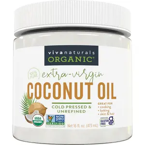 Viva Naturals Organic Extra Virgin Coconut Oil 16 fl oz Unrefined Cold Pressed USDA Organic Non GMO Natural for Cooking Hair & Skin