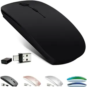 P-MUW013   Rechargeable Bluetooth 5.2/3.0/Type-C/USB-2.4G Mouse for MacBook/MacBook air/Pro/iPad, Wireless Mouse for Laptop/Notebook/pc/iPad/Chromebook (Black)