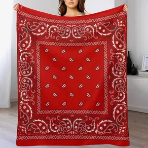 High Quality Bandana Inspired Red Throw Blanket Ultra Soft Thickened Material Single Size For Summer And Winter Comfort